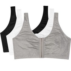 New Fruit of the Loom Women's Front Closure Cotton Bra 3 pack